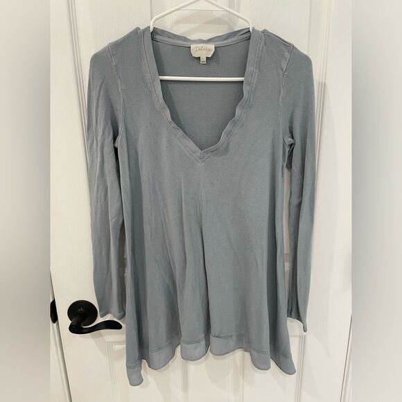 Anthropologie Tops - Anthropology Deletta Blue Gray Long Sleeve V Neck Women's Size S